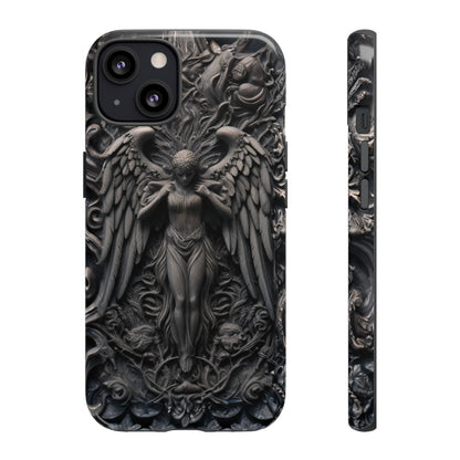 Grey Angel Phone Case – Gothic Marble Statue Design for iPhone, Samsung Galaxy, and Google Pixel Devices