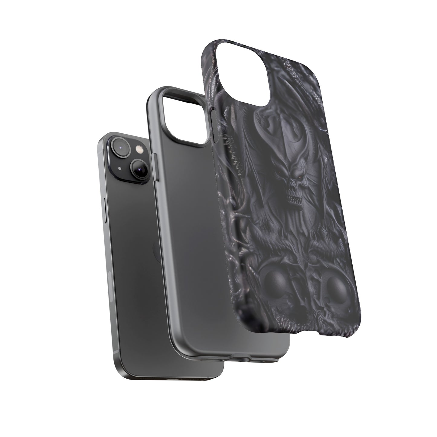 Black Demon Phone Case – Horned Hell Horror Design for iPhone, Samsung Galaxy, and Google Pixel Devices