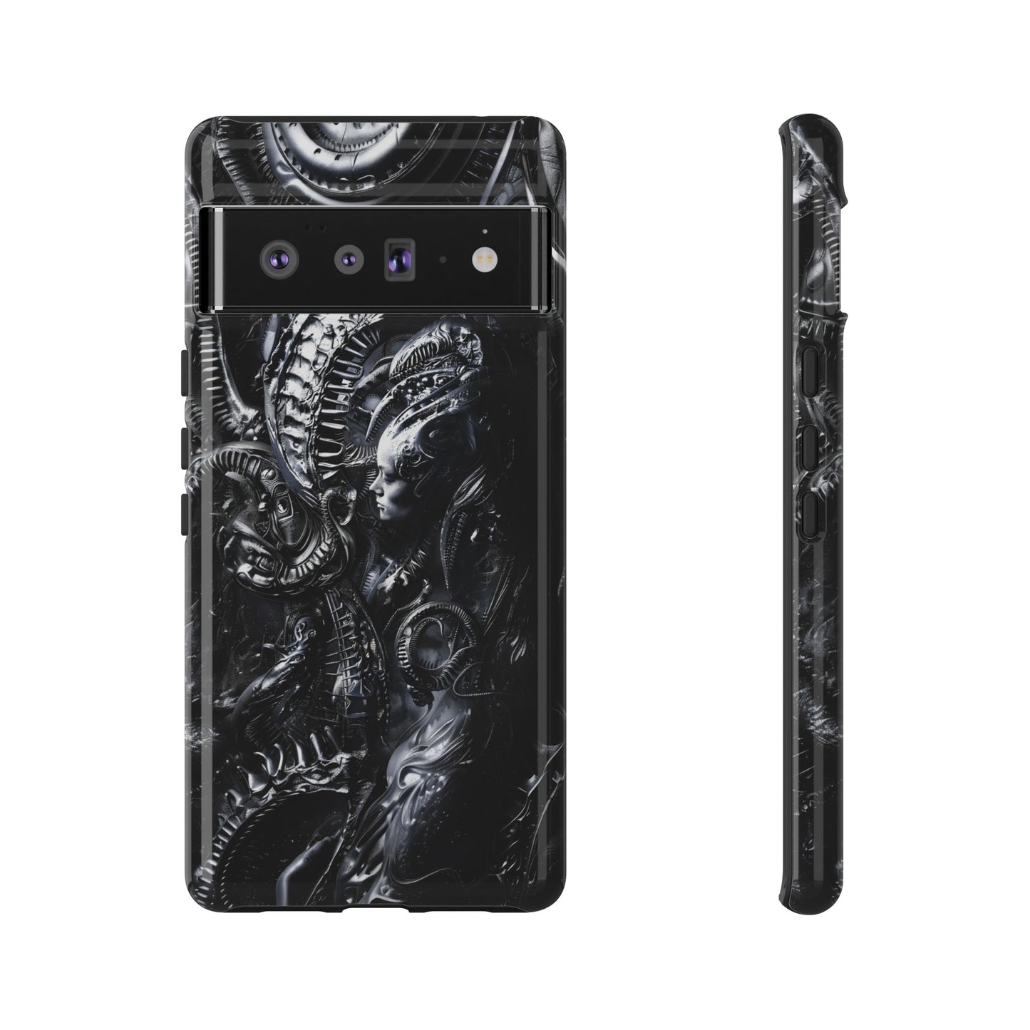 Biomechanical Transhumanism Phone Case – Alien Horror Design for iPhone and Samsung Galaxy Devices