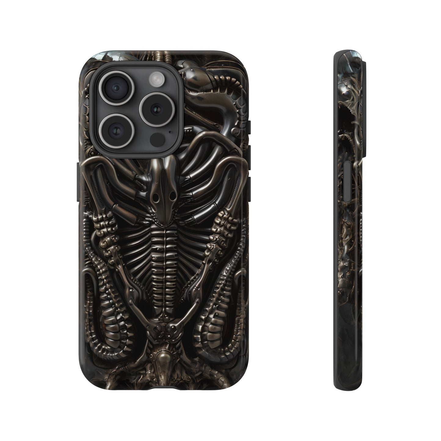 Biomechanical Nightmares Tough Phone Case – Alien Horror Design for iPhone and Samsung Galaxy Devices