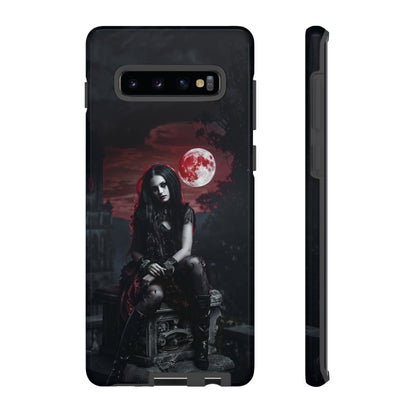 Gothic Vampire Girl Phone Case - Dark Fantasy Design with Blood Moon for iPhone,  Samsung Galaxy, and Google Pixel Devices