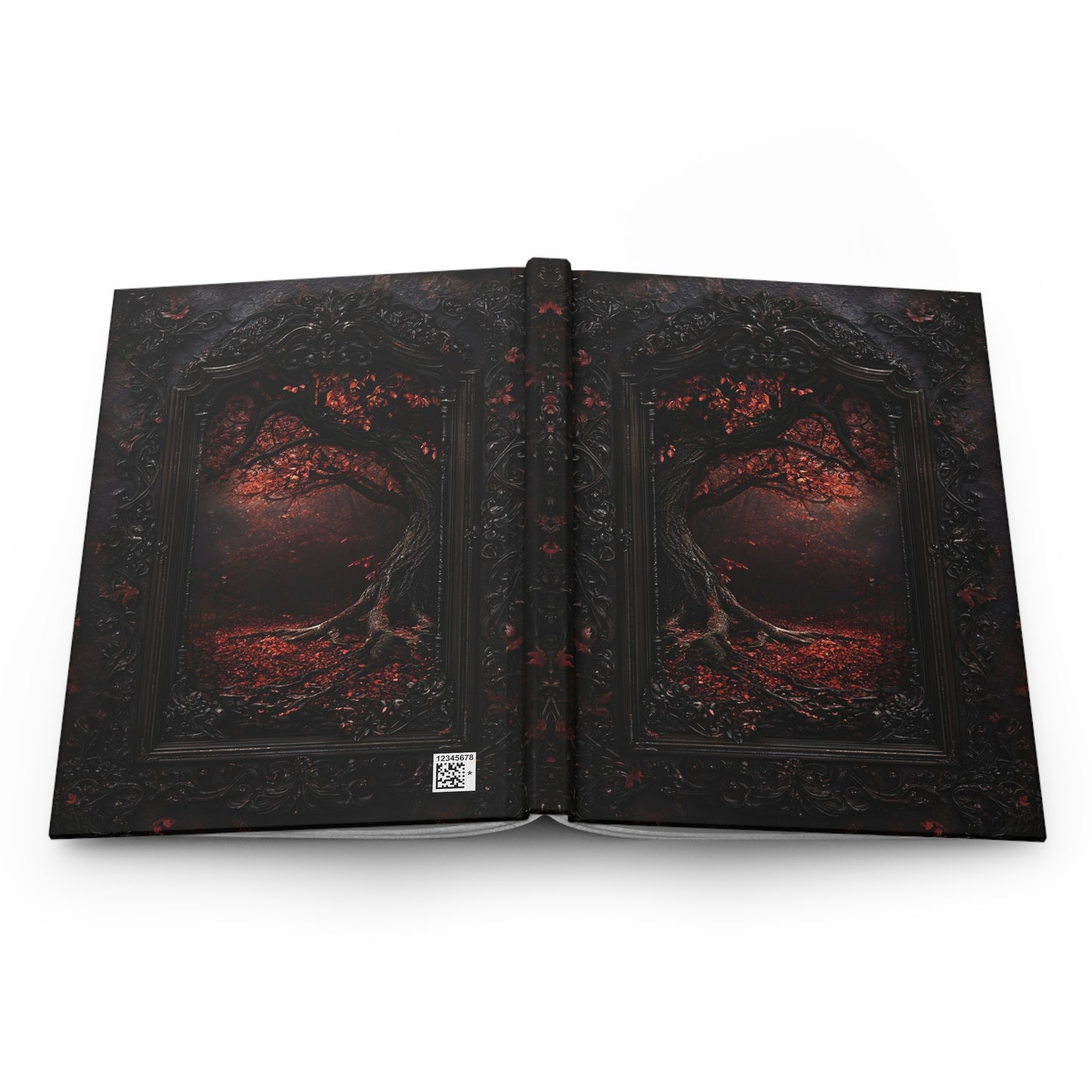 Enchanted Dark Forest Hardcover Journal - Gothic Art Notebook with Intricate Tree Design