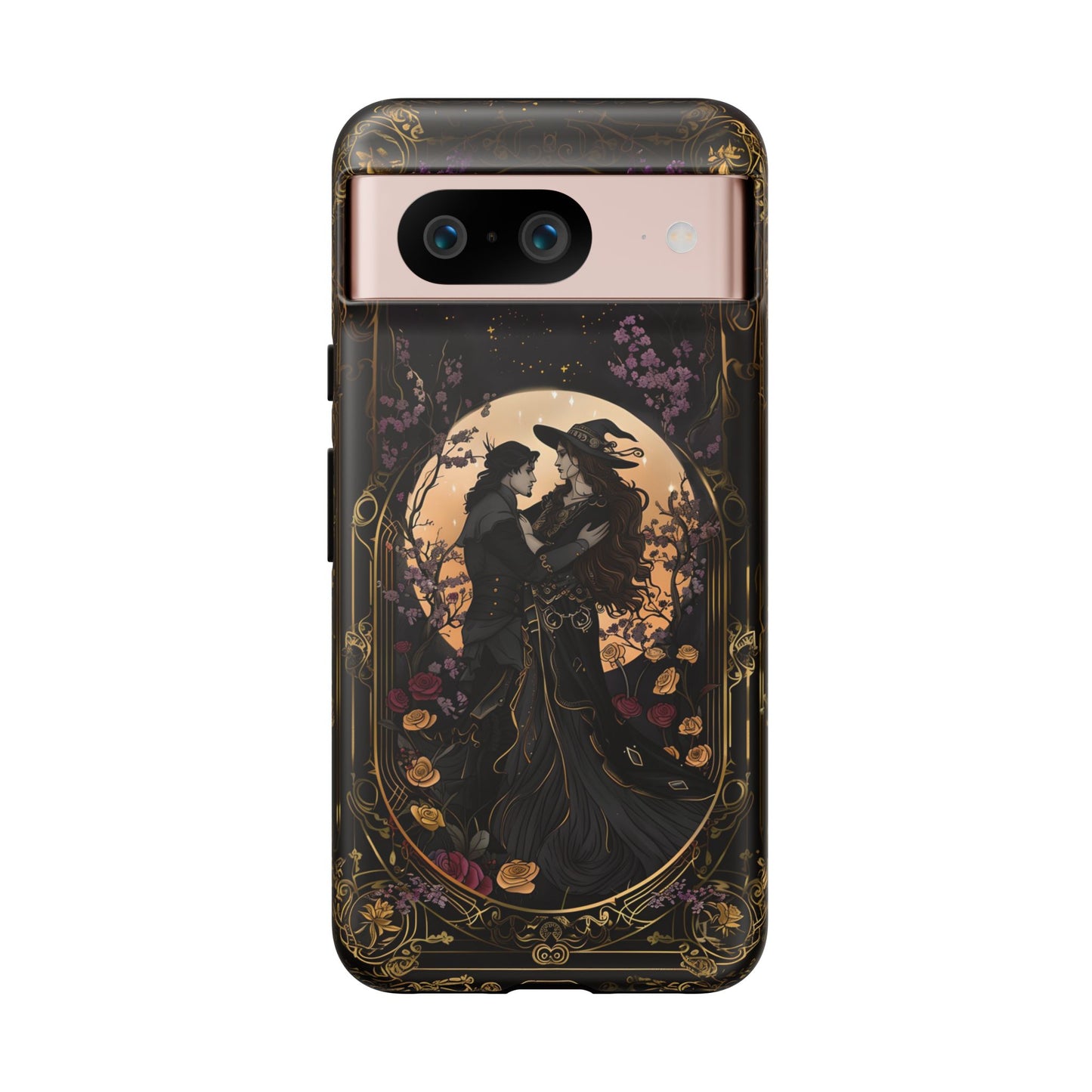 Gothic Romance Phone Case - Enchanted Witch and Lover Design for iPhone, Samsung Galaxy, and Google Pixel Devices