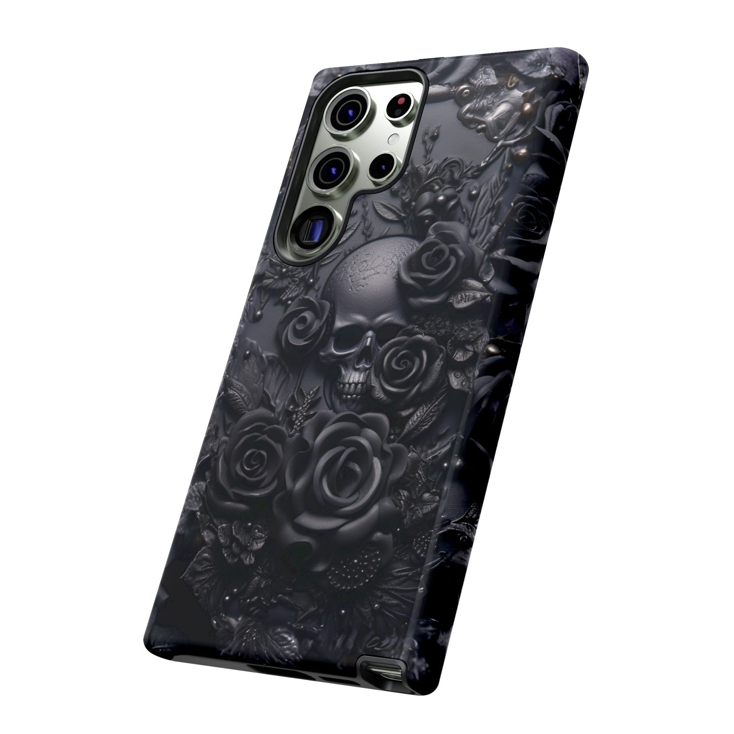 Gothic Black Roses Tough Phone Case – Elegant Dark Floral Design for iPhone, Samsung Galaxy, and Google Pixel Devices