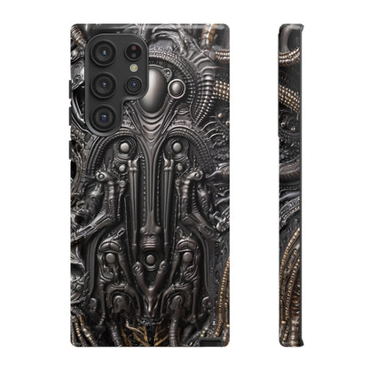 Biomechanical Horror Phone Case – Dark Sci-Fi Design for iPhone, Samsung Galaxy, Google Pixel Devices