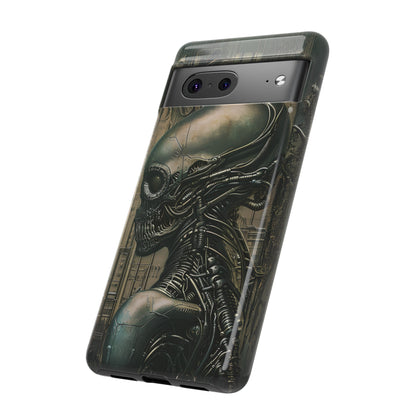 Biomechanical Android Phone Case – Futuristic Alien Horror H.R. Giger-Inspired Design for iPhone, Samsung Galaxy, and Google Pixel Devices