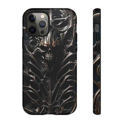 Biomechanical Horror 3 Tough Phone Case – Futuristic Alien Skull Design for iPhone, Samsung Galaxy, and Google Pixel Devices