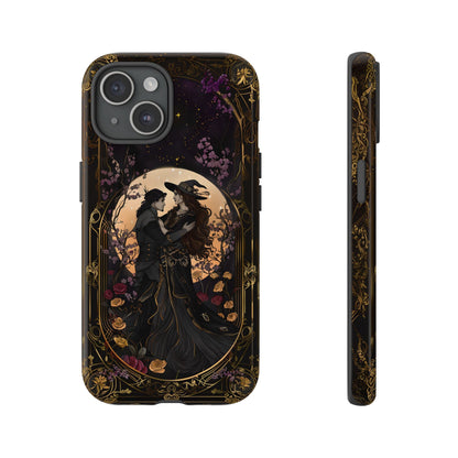 Gothic Romance Phone Case - Enchanted Witch and Lover Design for iPhone, Samsung Galaxy, and Google Pixel Devices