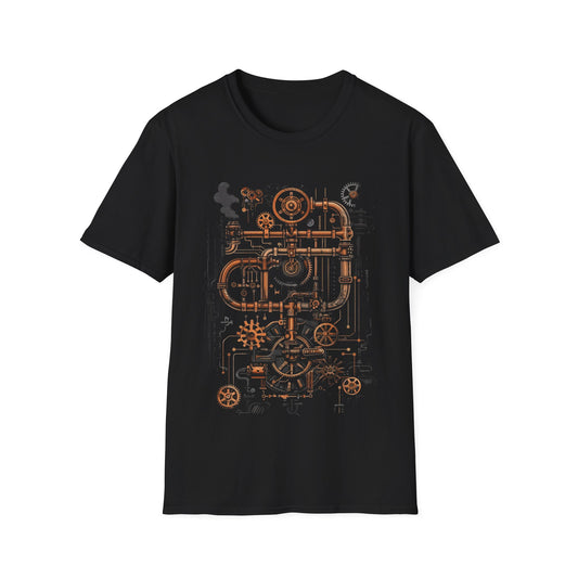 Steampunk Gearworks T-Shirt – Intricate Industrial Machinery Design for Steampunk Enthusiasts