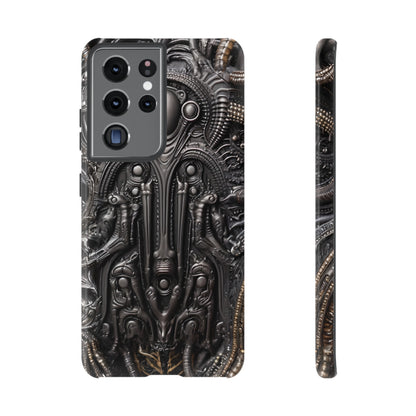 Biomechanical Horror Phone Case – Dark Sci-Fi Design for iPhone, Samsung Galaxy, Google Pixel Devices