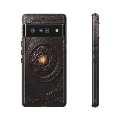 Intricate Leather Flower Tough Phone Case – Elegant Floral Design for iPhone, Samsung Galaxy, and Google Pixel Devices