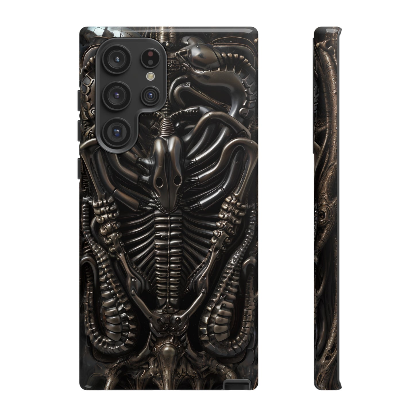 Biomechanical Nightmares Tough Phone Case – Alien Horror Design for iPhone and Samsung Galaxy Devices