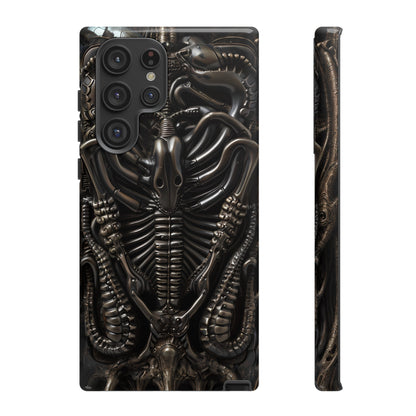 Biomechanical Nightmares Tough Phone Case – Alien Horror Design for iPhone and Samsung Galaxy Devices