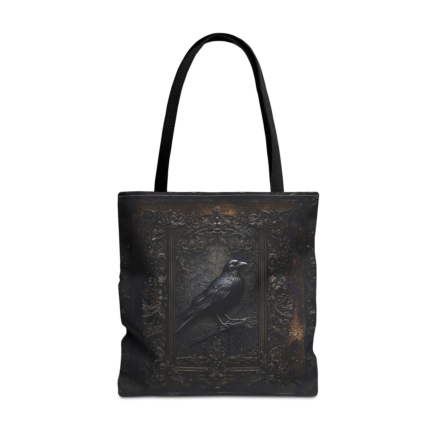 Vintage-Inspired Gothic Raven Tote Bag - Dark Aesthetic Carry-All