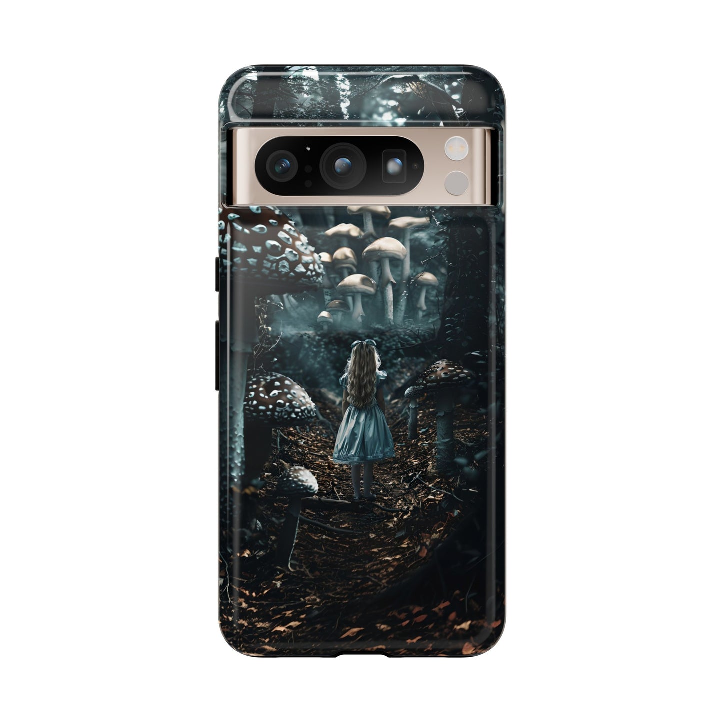 Alice in the Mushroom Forest Phone Case – Fantasy Wonderland Design for iPhone, Samsung Galaxy, and Google Pixel Devices