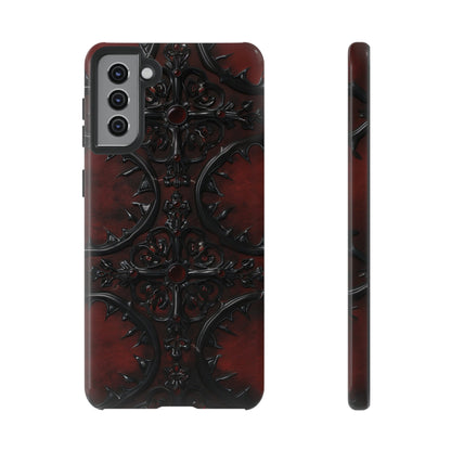 Vampiric Leather Phone Case for iPhone, Samsung Galaxy, and Google Pixel Devices - Gothic Ornate Design