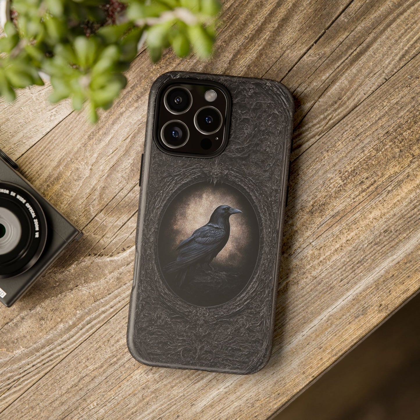 Gothic Raven Phone Case - Mysterious Dark Bird Design