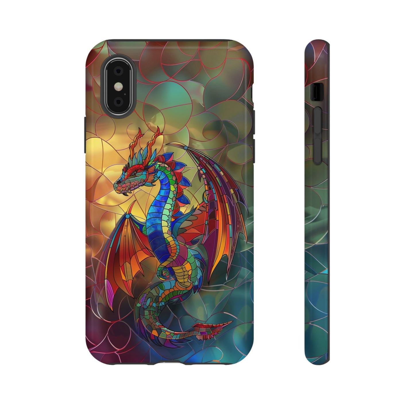 Stained Glass Dragon Phone Case - Colorful Fantasy Design for iPhone, Samsung Galaxy, Google Pixel Devices