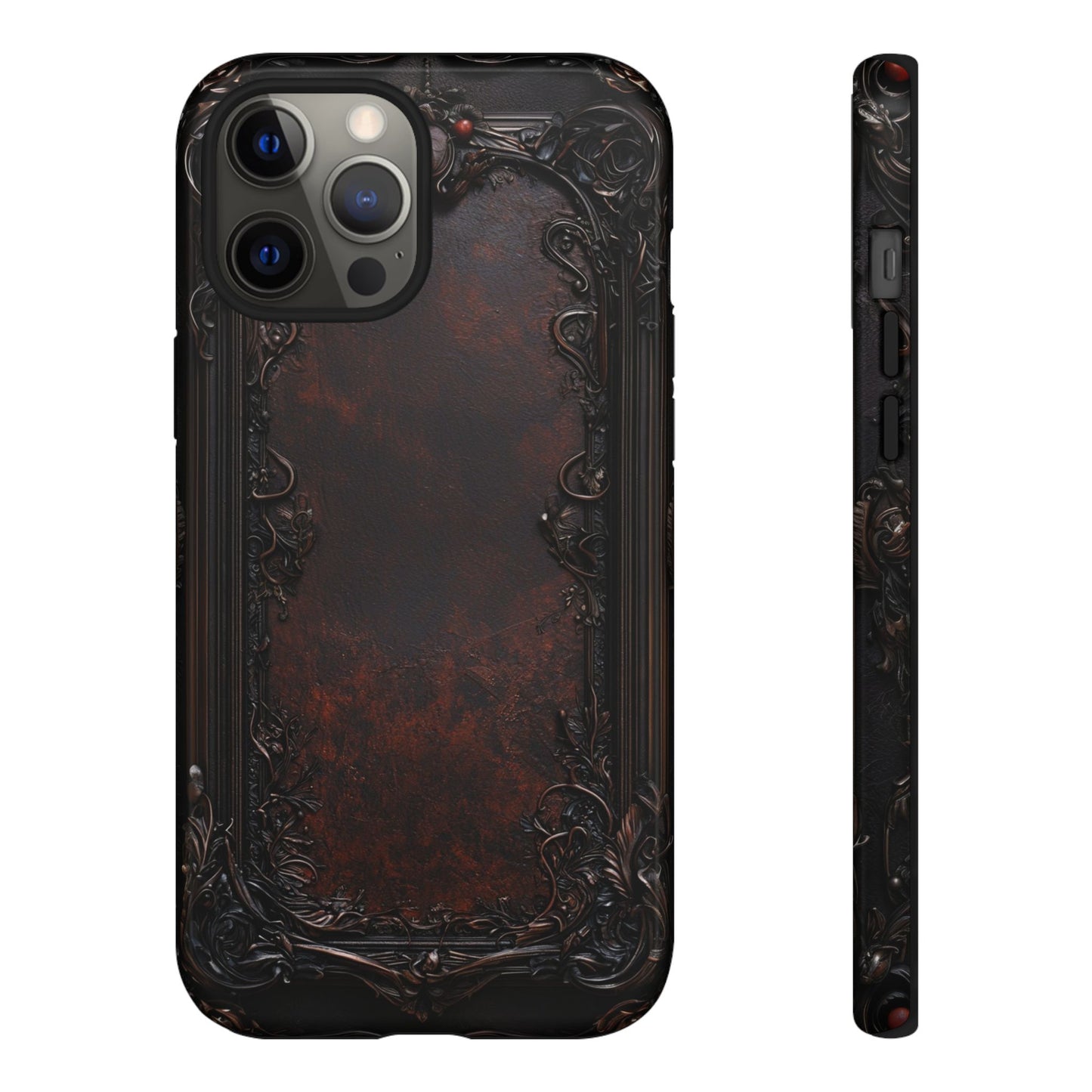 Gothic Ornate Leather-Inspired Phone Case - Dark Aesthetic Cover