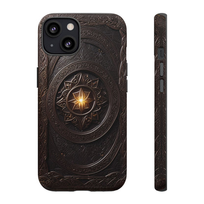 Intricate Leather Flower Tough Phone Case – Elegant Floral Design for iPhone, Samsung Galaxy, and Google Pixel Devices