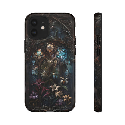 Elegant Gothic Flower Art Phone Case - Intricate Floral Design for iPhone, Samsung Galaxy, and Google Pixel Devices