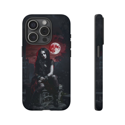 Gothic Vampire Girl Phone Case - Dark Fantasy Design with Blood Moon for iPhone,  Samsung Galaxy, and Google Pixel Devices