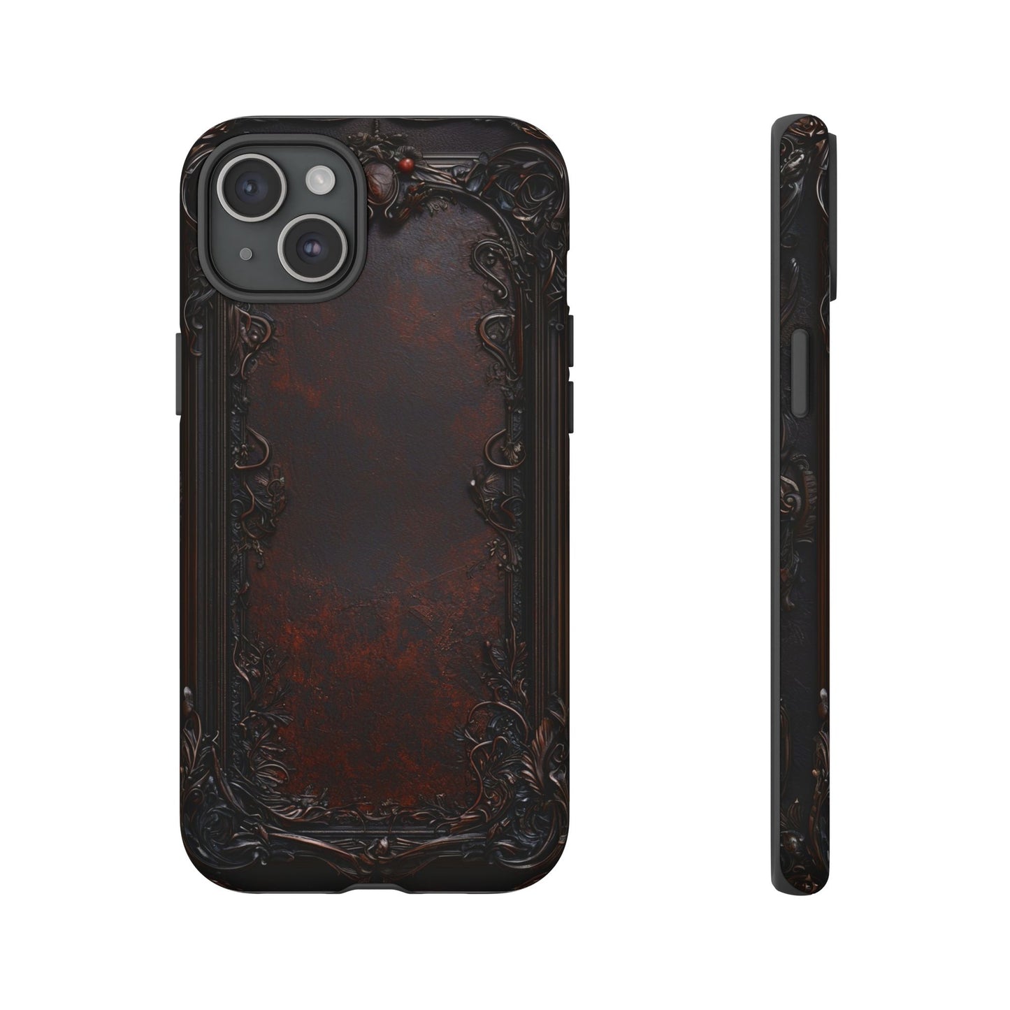 Gothic Ornate Leather-Inspired Phone Case - Dark Aesthetic Cover