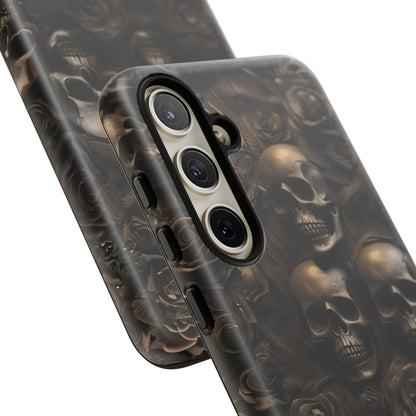 Sepia Gothic Skulls and Roses Phone Case – Dark Floral Design for iPhone, Samsung Galaxy, and Google Pixel Devices