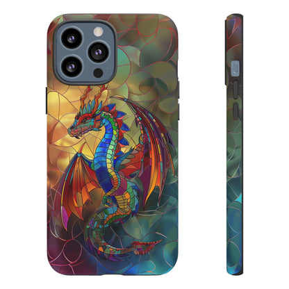 Stained Glass Dragon Phone Case - Colorful Fantasy Design for iPhone, Samsung Galaxy, Google Pixel Devices