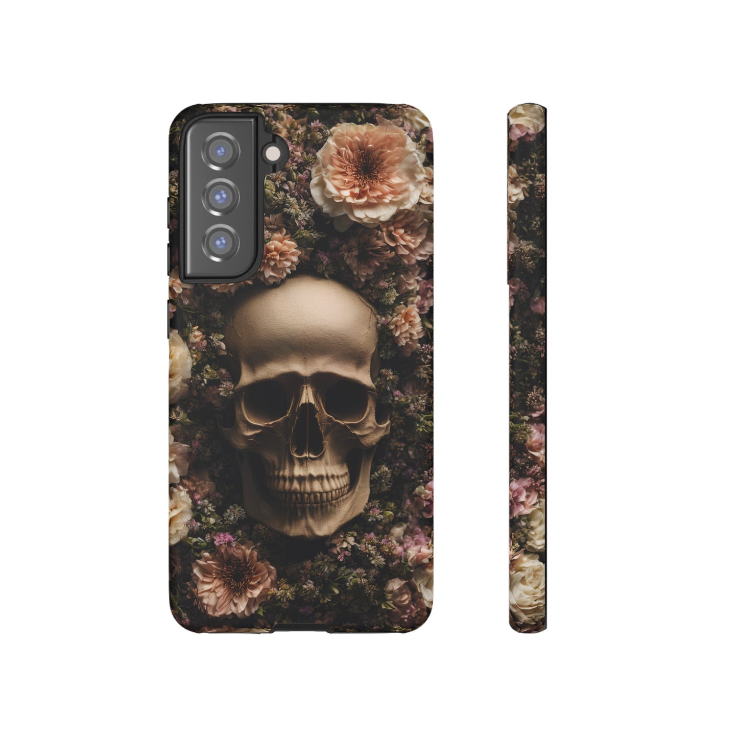 Skull and Flowers #2 Phone Case – Gothic Floral Design for iPhone, Samsung Galaxy, and Google Pixel Devices