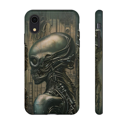 Biomechanical Android Phone Case – Futuristic Alien Horror H.R. Giger-Inspired Design for iPhone, Samsung Galaxy, and Google Pixel Devices