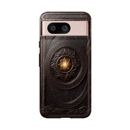 Intricate Leather Flower Tough Phone Case – Elegant Floral Design for iPhone, Samsung Galaxy, and Google Pixel Devices