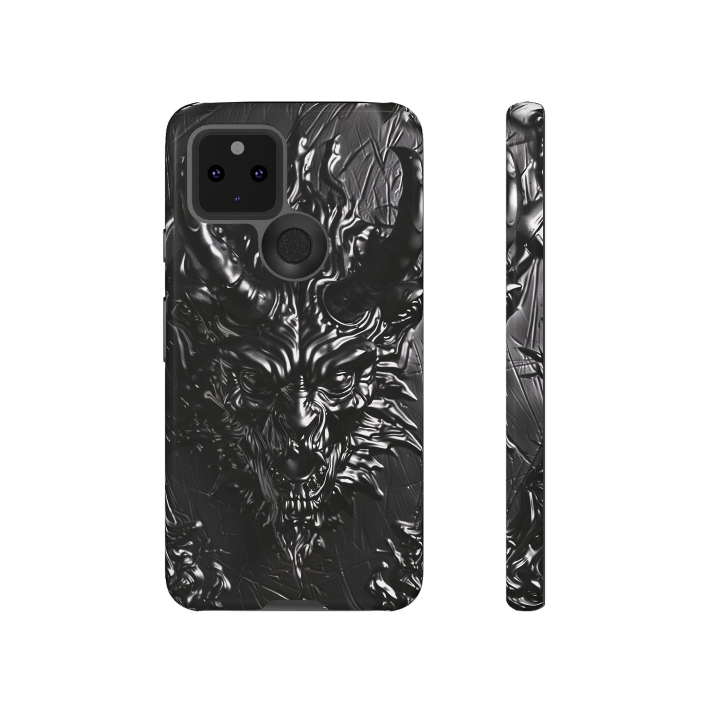 Silver Devil Phone Case – Gothic Demon Design for iPhone, Samsung Galaxy, and Google Pixel Devices