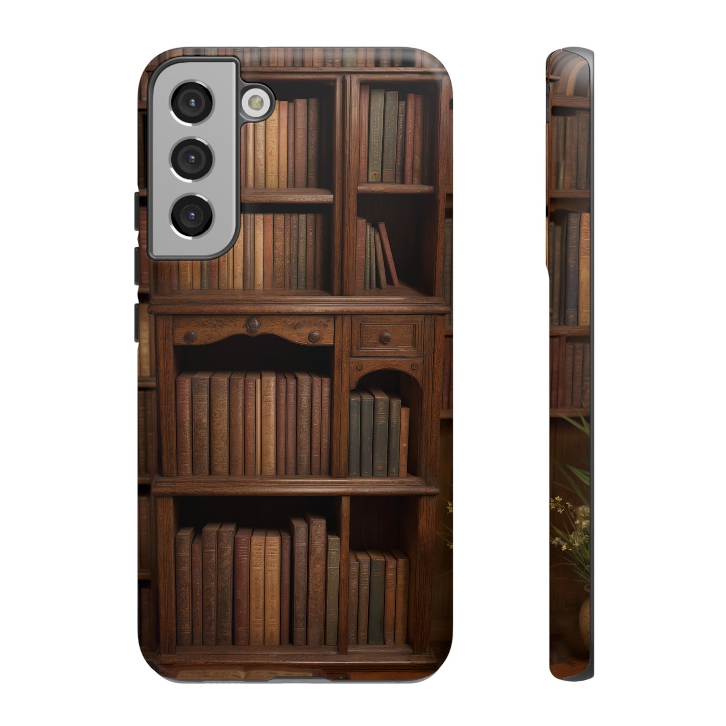 Book Shelf Phone Case – Vintage Library Design for iPhone, Samsung Galaxy, and Google Pixel Devices