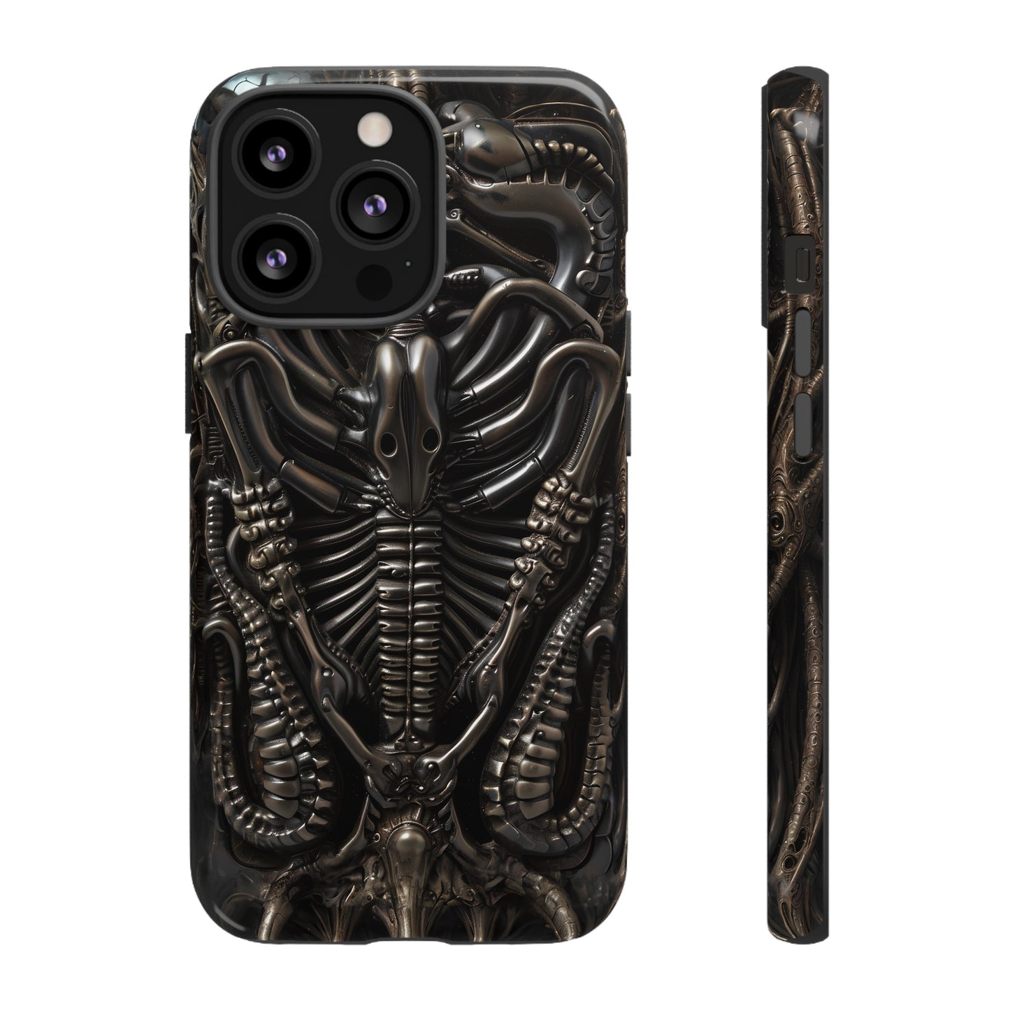 Biomechanical Nightmares Tough Phone Case – Alien Horror Design for iPhone and Samsung Galaxy Devices