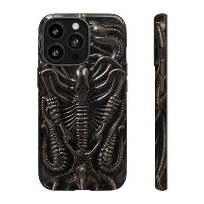 Biomechanical Nightmares Tough Phone Case – Alien Horror Design for iPhone and Samsung Galaxy Devices