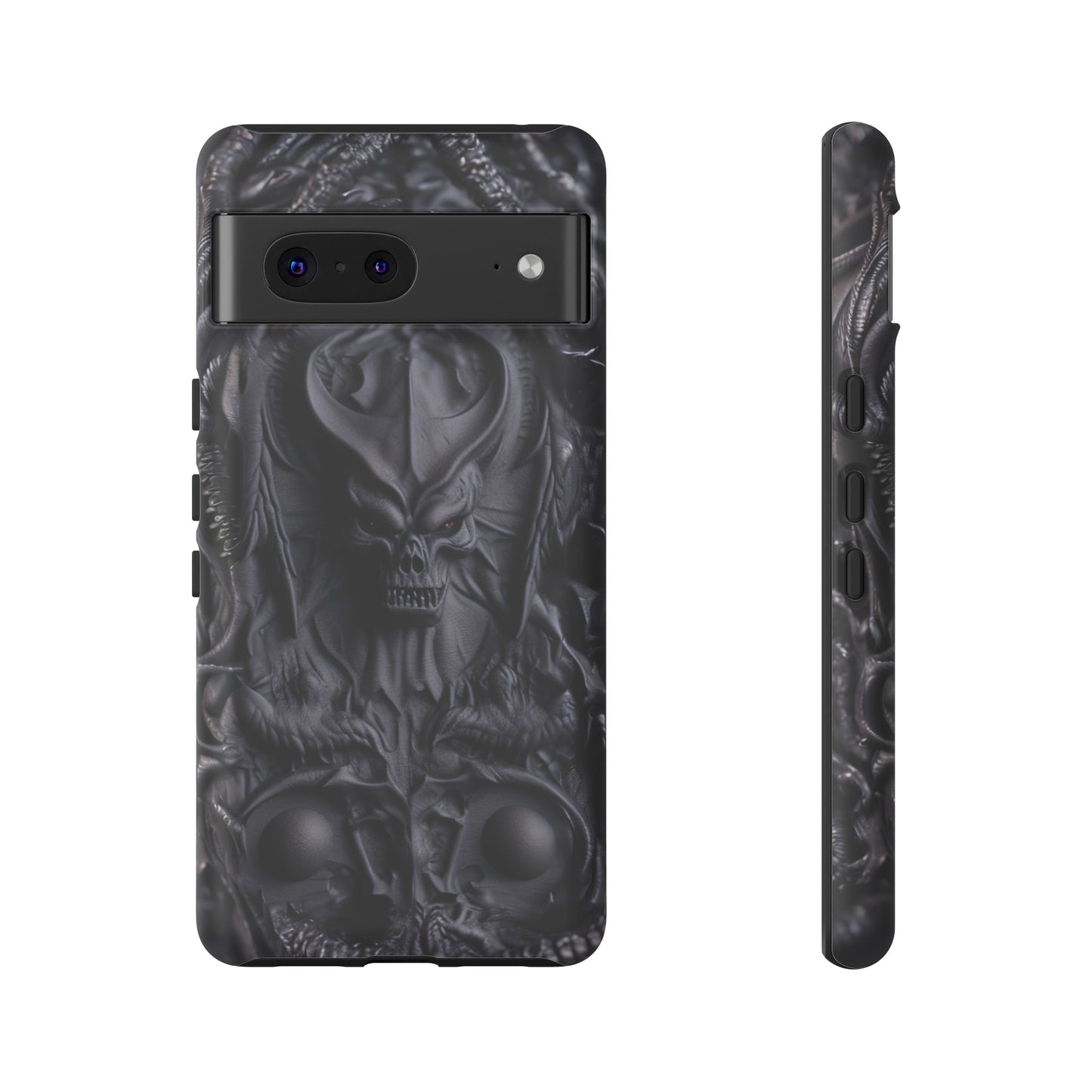 Black Demon Phone Case – Horned Hell Horror Design for iPhone, Samsung Galaxy, and Google Pixel Devices