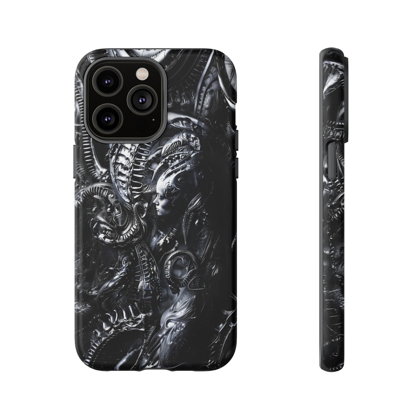 Biomechanical Transhumanism Phone Case – Alien Horror Design for iPhone and Samsung Galaxy Devices