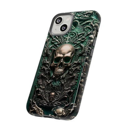 Green Skull Phone Case – Ornate Gothic Design for iPhone, Samsung Galaxy, and Google Pixel Devices