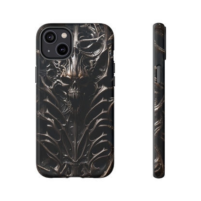 Biomechanical Horror 3 Tough Phone Case – Futuristic Alien Skull Design for iPhone, Samsung Galaxy, and Google Pixel Devices