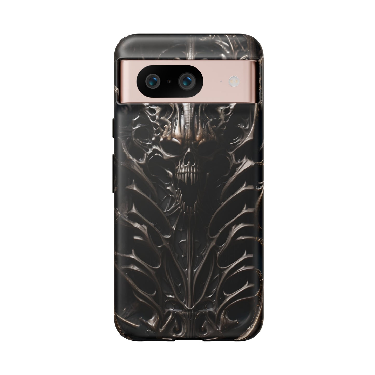 Biomechanical Horror 3 Tough Phone Case – Futuristic Alien Skull Design for iPhone, Samsung Galaxy, and Google Pixel Devices