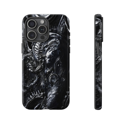 Biomechanical Transhumanism Phone Case – Alien Horror Design for iPhone and Samsung Galaxy Devices