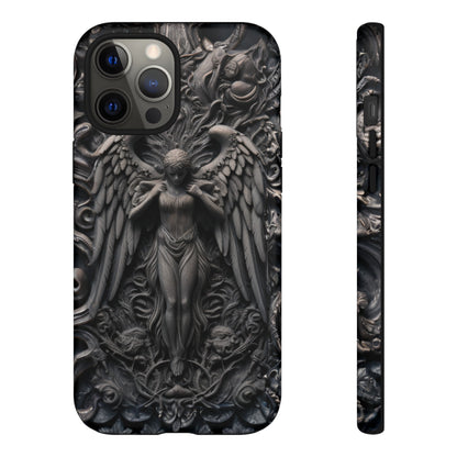 Grey Angel Phone Case – Gothic Marble Statue Design for iPhone, Samsung Galaxy, and Google Pixel Devices