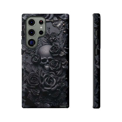 Gothic Black Roses Tough Phone Case – Elegant Dark Floral Design for iPhone, Samsung Galaxy, and Google Pixel Devices