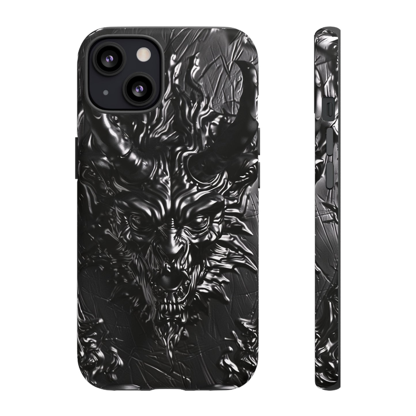 Silver Devil Phone Case – Gothic Demon Design for iPhone, Samsung Galaxy, and Google Pixel Devices