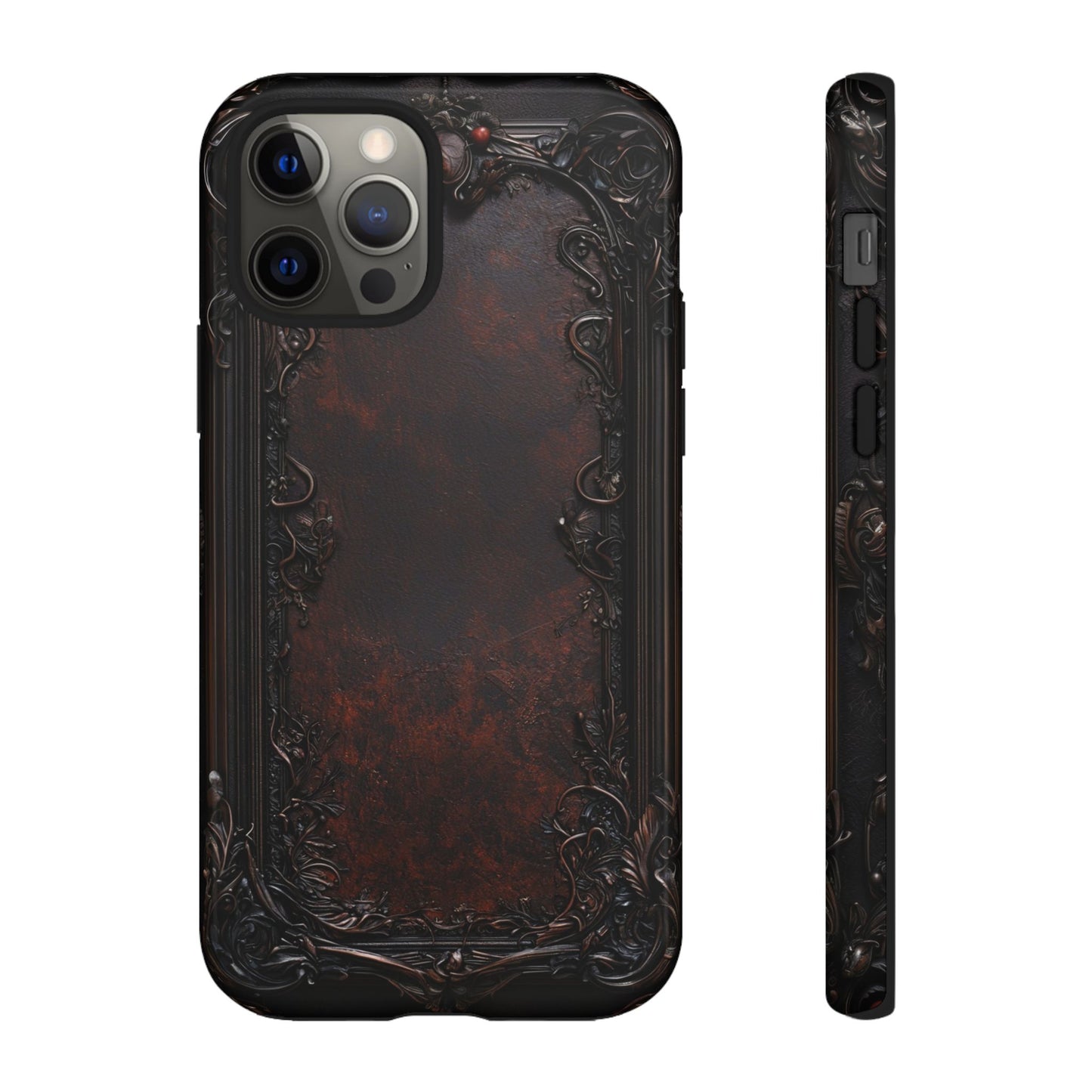 Gothic Ornate Leather-Inspired Phone Case - Dark Aesthetic Cover