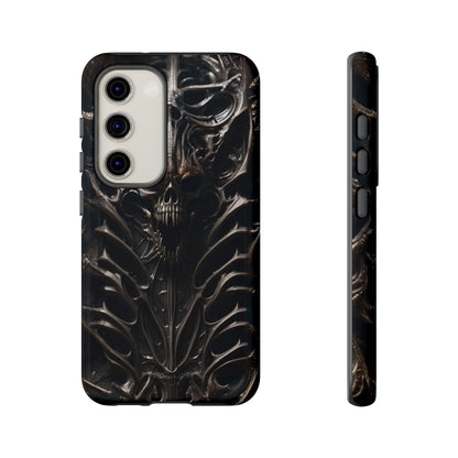 Biomechanical Horror 3 Tough Phone Case – Futuristic Alien Skull Design for iPhone, Samsung Galaxy, and Google Pixel Devices