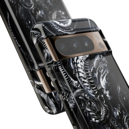 Biomechanical Transhumanism Phone Case – Alien Horror Design for iPhone and Samsung Galaxy Devices