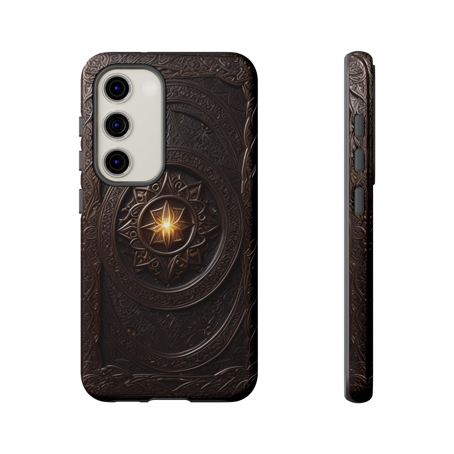 Intricate Leather Flower Tough Phone Case – Elegant Floral Design for iPhone, Samsung Galaxy, and Google Pixel Devices