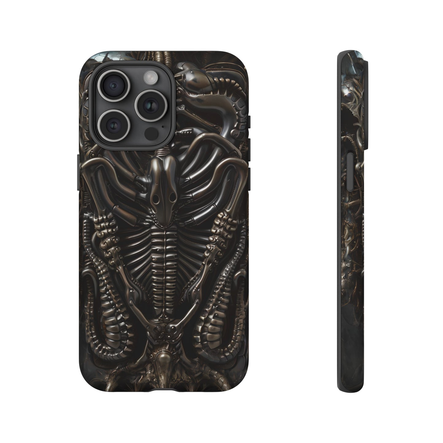 Biomechanical Nightmares Tough Phone Case – Alien Horror Design for iPhone and Samsung Galaxy Devices